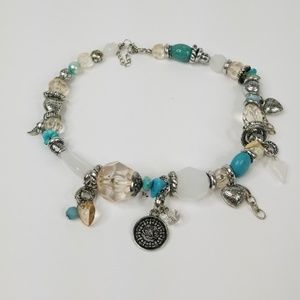 BEADED NECKLACE ▪  Turquoise & Silver w/ Charms